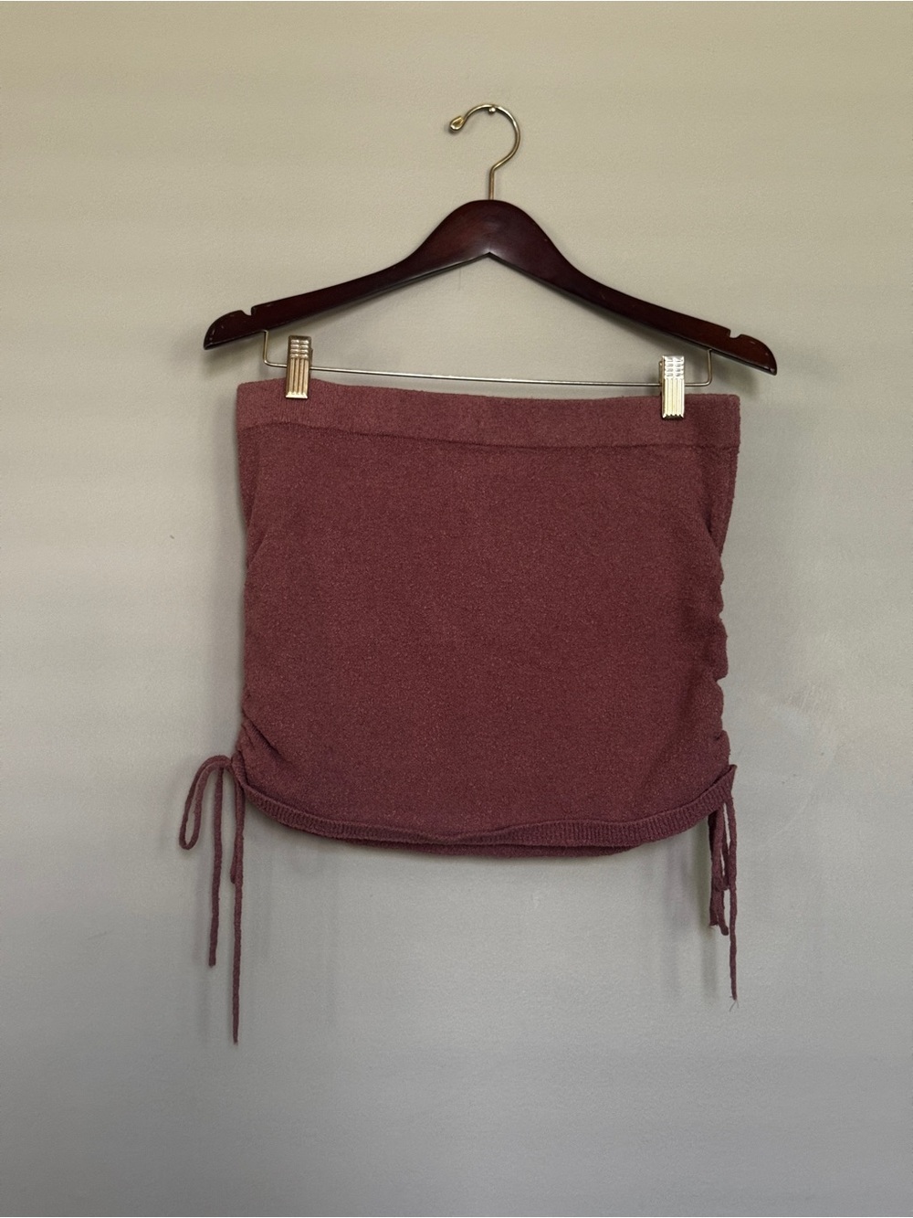 Free People FP Beach Cabo Terry Ruched Mini Skirt in Mauve Pink Size M